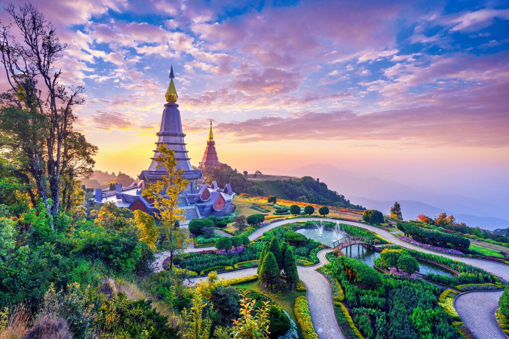 Pagoda in doi inthanon national park at chiang mai, thailand.